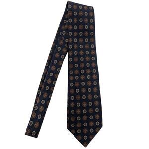 Fendi Cravette 100% Silk Novelty Italian Neck Tie Blue Multi Classic Formal Work